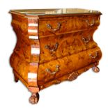 Modern Dutch Style Marquetry Inlaid Chest of Drawers. Total of 3 drawers, brass hardware, fitted gl