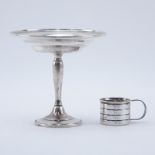 Lot of Two (2) Sterling Silver Tableware. Includes: weighed sterling silver compote and 2 oz measur