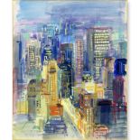 Ru Ben (20th C.) Watercolor on Paper of New York 1964 Signed Lower Left. Good condition. Sight meas