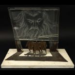 Robert Stoetzer, American (b 1938) Metal and Lucite "Moses" Sculpture on Stone Base. Signed and dat