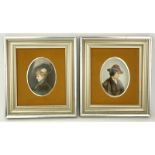 Pair of 20th Century Italian Porcelain Portrait Plaques. Depicts a young woman and young boy. Unsig