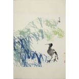 20th Century Chinese Watercolor on Paper. "Bird" Signed. Good condition. Measures 27" x 26-1/4", 4