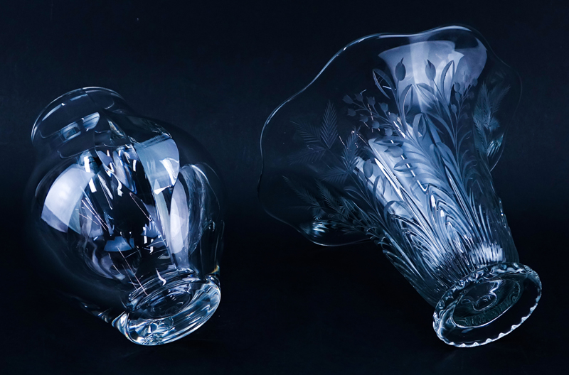 Lot of Two (2) Tableware, St. Louis Crystal Vase along with Etched Glass Vase. St. Louis vase is si - Image 3 of 5