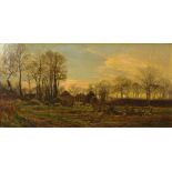 Charles James Lewis, British (1830-1892) Oil on Canvas "At Eventide" Unsigned but with Brass Name L