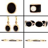 6 Pieces Vermeil Sterling And Onyx Fashion Jewelry