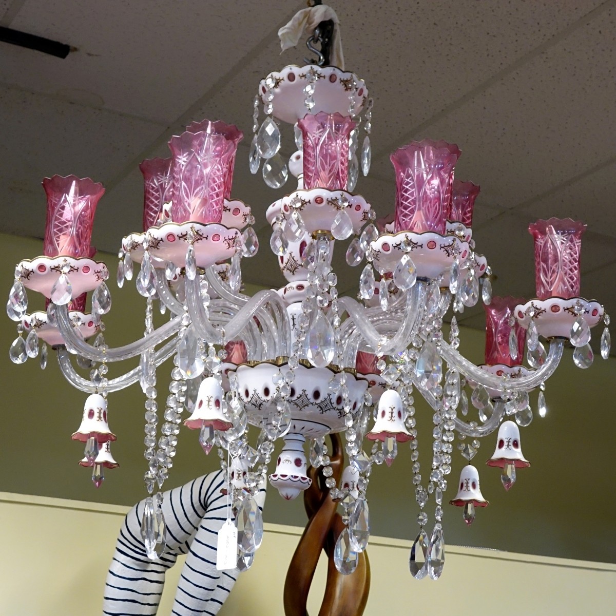 Vintage Bohemian Glass Chandelier - Image 4 of 5