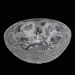 Lalique "Pinson" Clear Crystal Bowl. Birds and lea