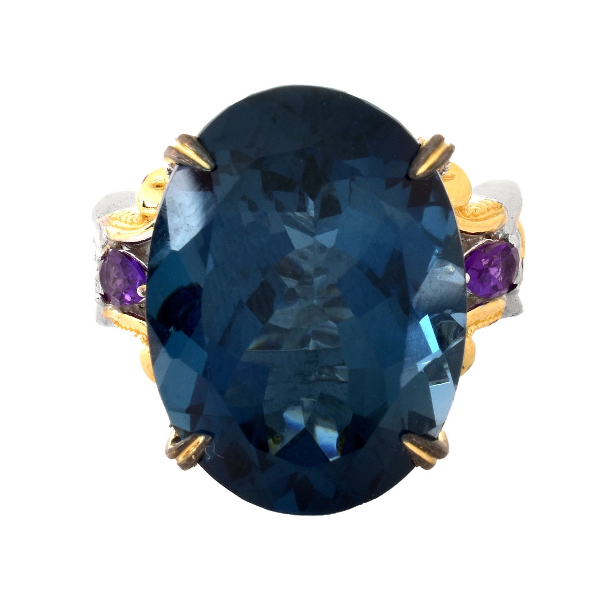 Sterling Topaz And Amethyst Fashion Ring - Image 2 of 6