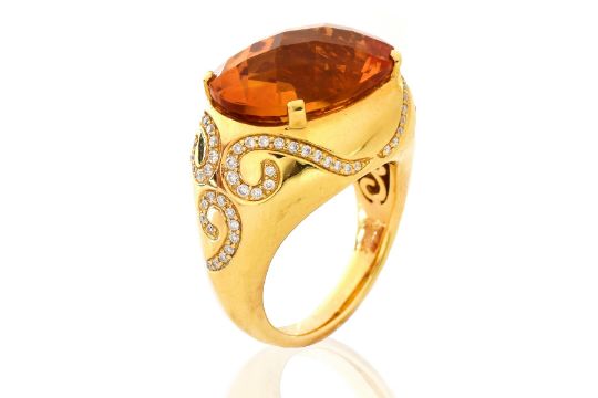 Citrine, Diamond and 18K Gold Ring - Image 1 of 7