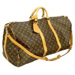 Louis Vuitton Brown Canvas Keepall Bandouliere 60