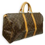 Louis Vuitton Brown Canvas Monogram Keepall 50