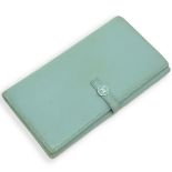 Chanel Light Blue Leather Long Bifold Wallet