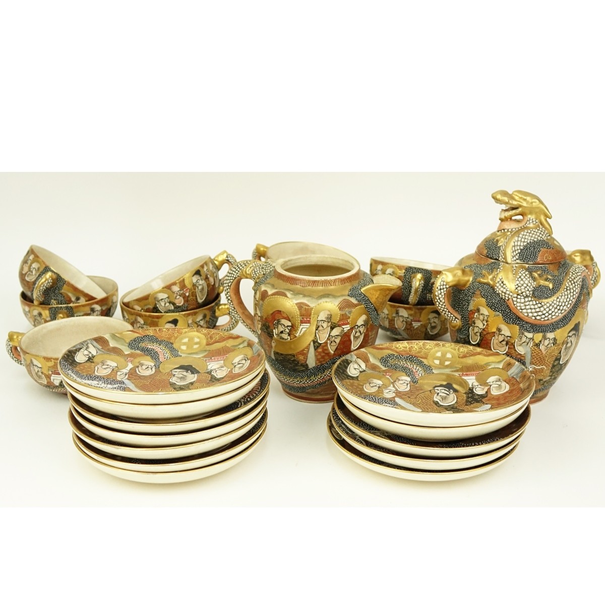 Twenty Five (25) Pc Japanese Porcelain Tea Set - Image 2 of 8