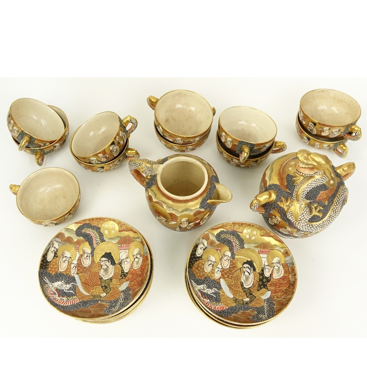 Twenty Five (25) Pc Japanese Porcelain Tea Set - Image 3 of 8