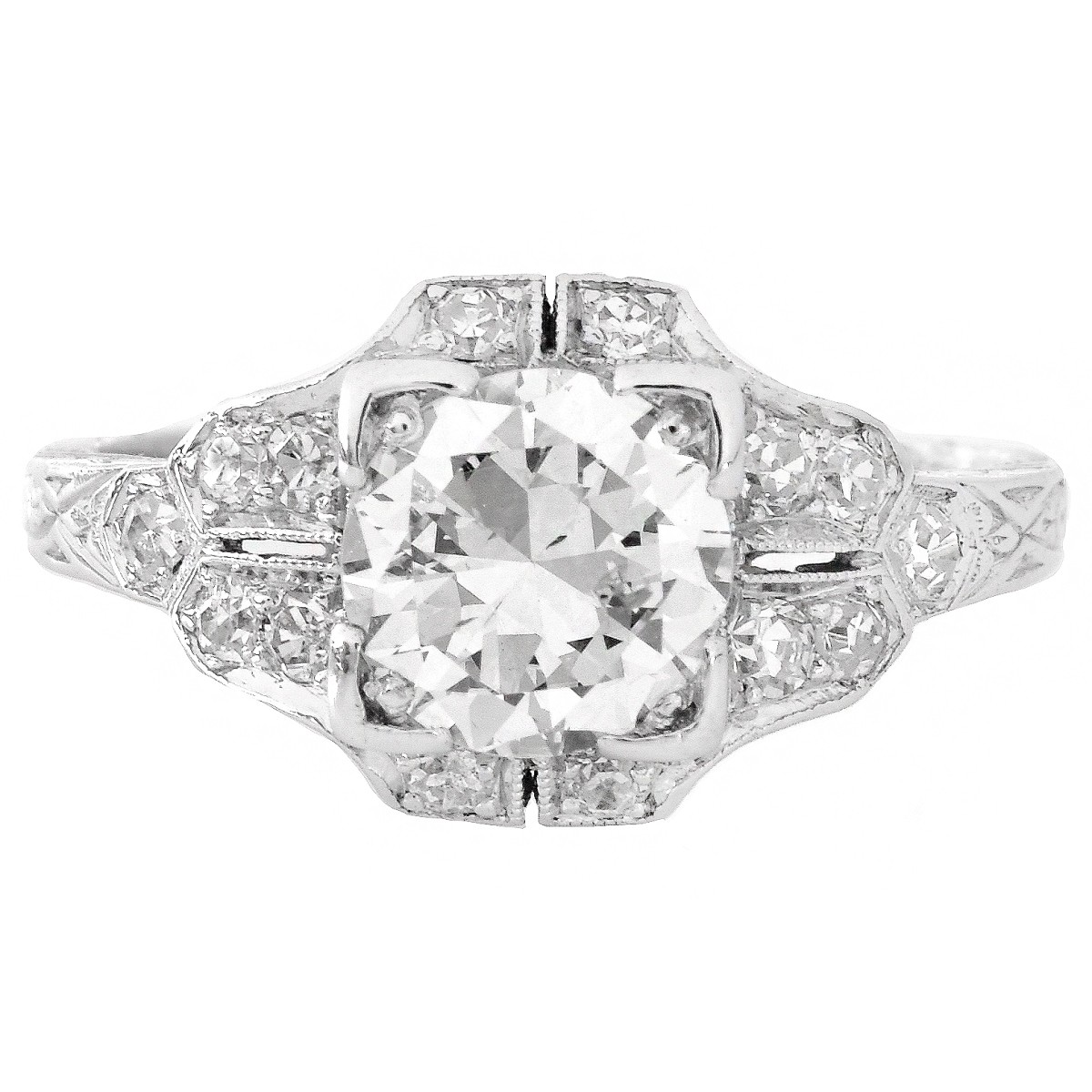 Art Deco 1.30 Carat TW Diamond and Platinum Ring - Image 2 of 5