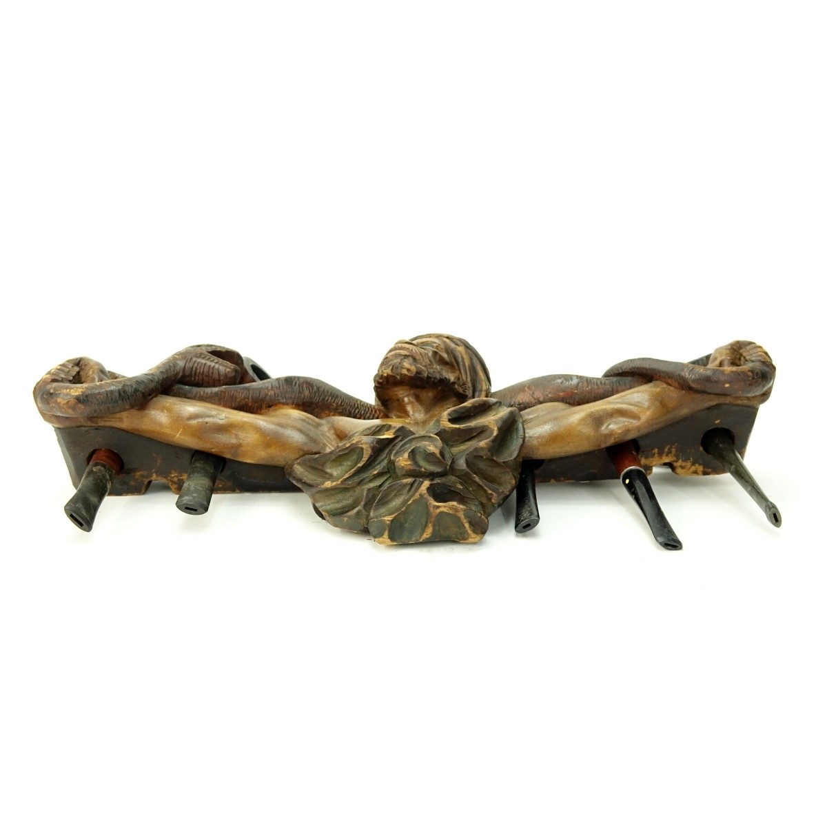 Vintage Carved Wood "Orientalist" Pipe Holder - Image 4 of 4