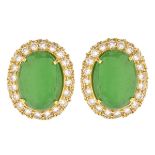 Jade, Diamond and 18K Gold Earrings