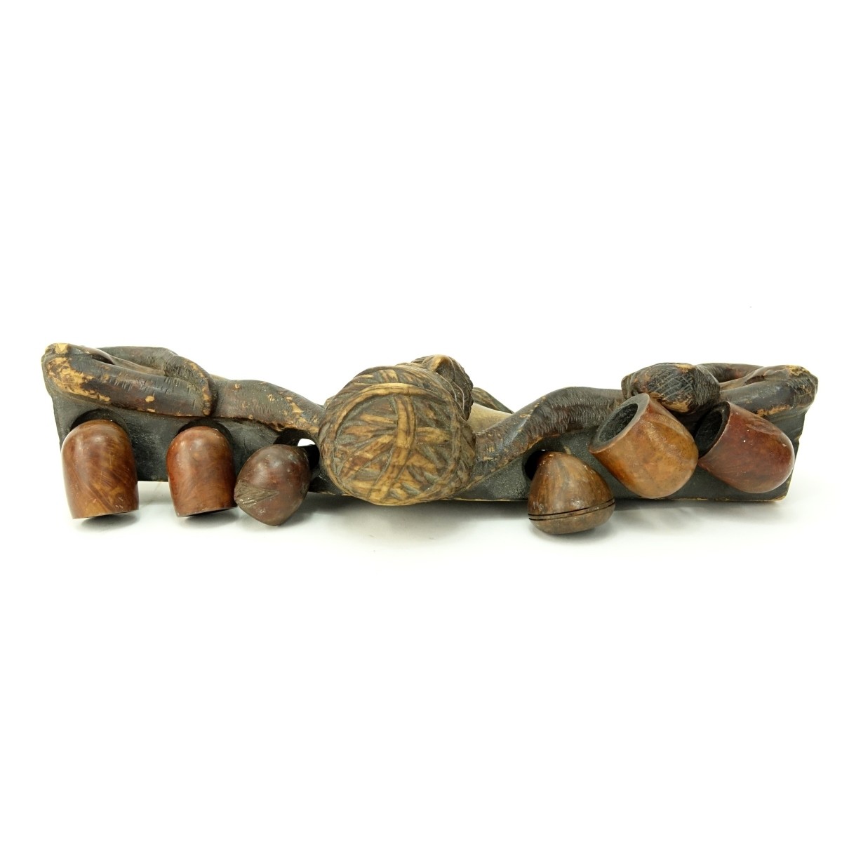 Vintage Carved Wood "Orientalist" Pipe Holder - Image 3 of 4