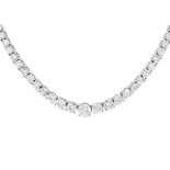 25.0ct Diamond and 18K Gold Riviera Necklace.