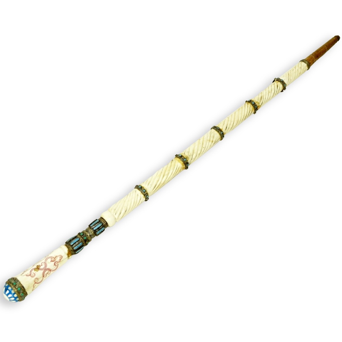 Antique Tibetan Polychrome Walking Stick - Image 2 of 4