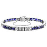 Art Deco Diamond, Sapphire and Platinum Bracelet