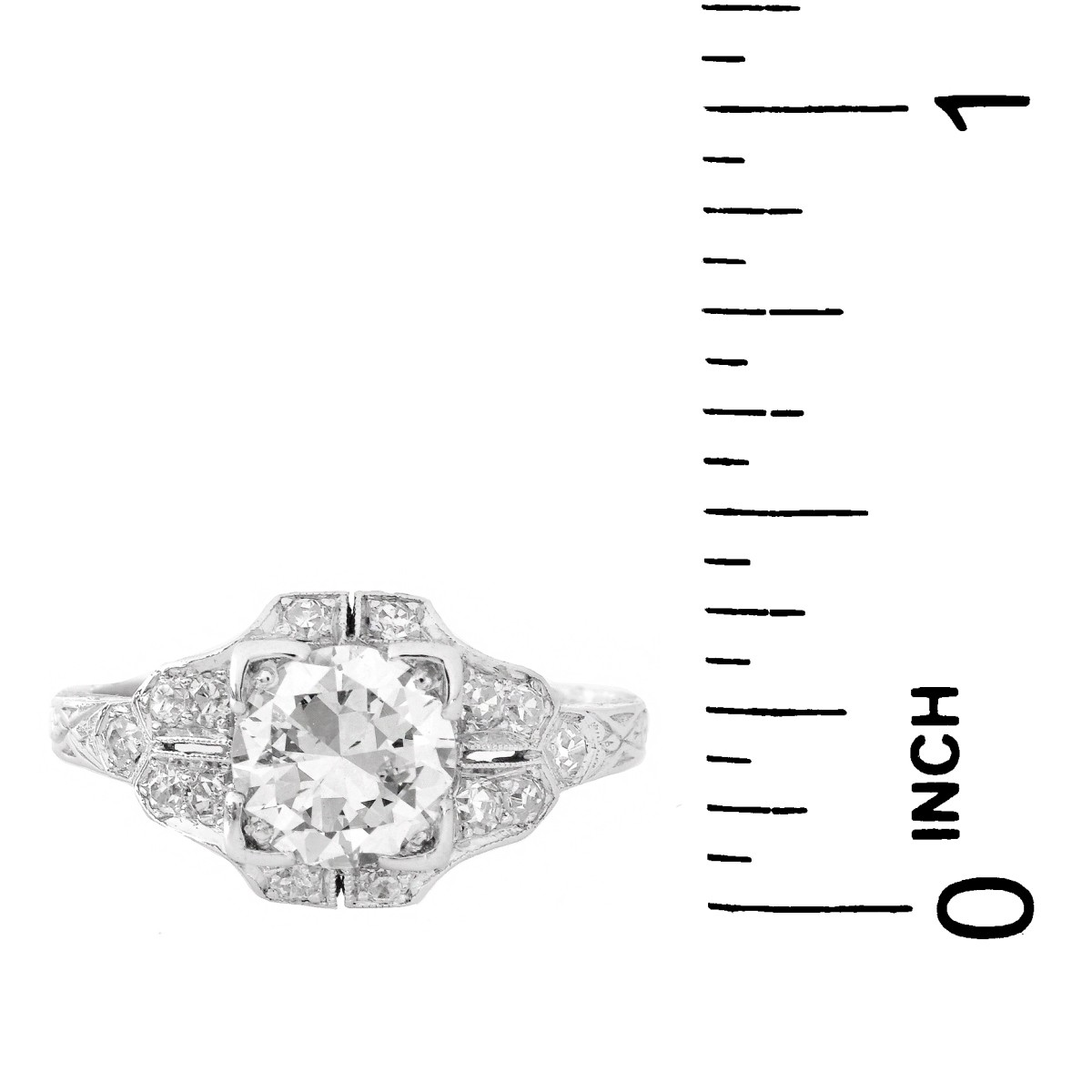 Art Deco 1.30 Carat TW Diamond and Platinum Ring - Image 5 of 5