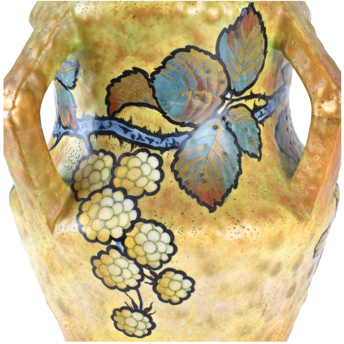 Paul Dachsel Turn Teplitz Gres Raspberries Vase - Image 4 of 6