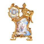 Antique Viennese Bronze and Enamel Miniature Clock