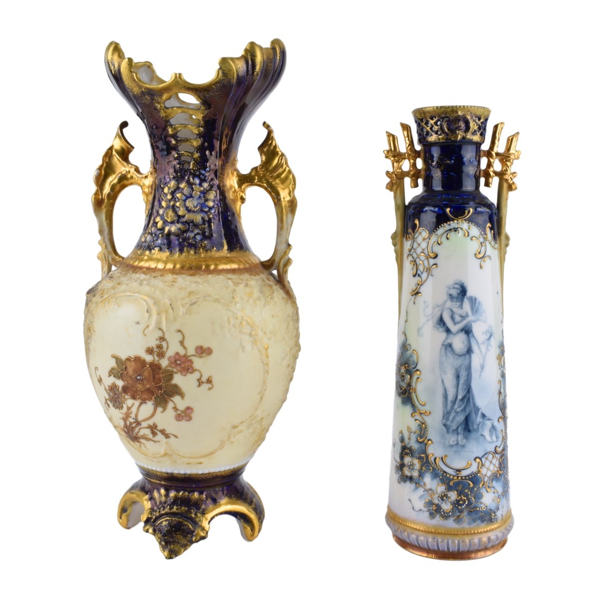 Two (2) Turn Teplitz Amphora Vases