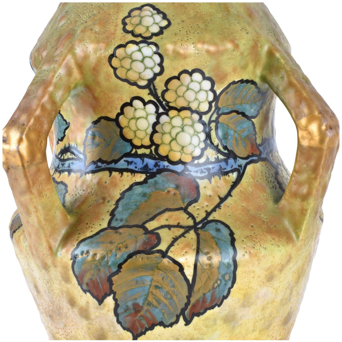 Paul Dachsel Turn Teplitz Gres Raspberries Vase - Image 3 of 6