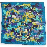 Hermes Ex Libris en Camouflage Twill Silk Scarf