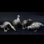 Four (4) Antique Silver Plated Bird Figurines