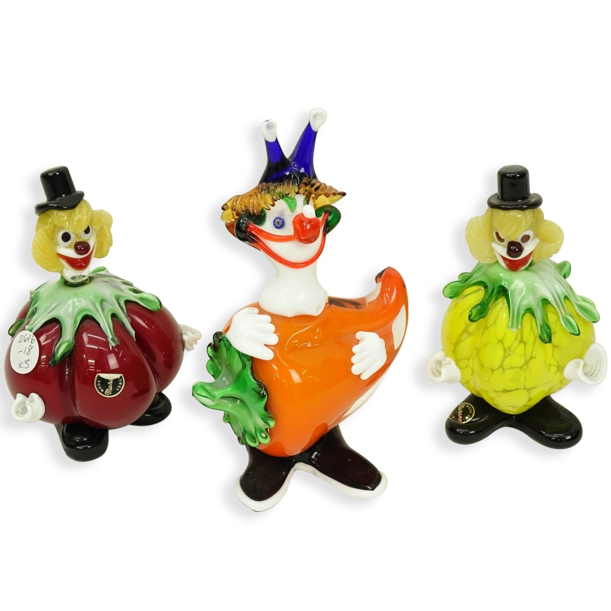 Mid Century Murano Art Glass Clown Figurines