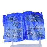 Modern Gilt Painted Blue Art Glass Sculpture