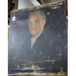 Circa 1900 school - Half length portrait of a gentleman, oil on canvas (a/f),