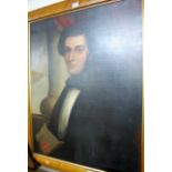 19th century English school - Half length portrait of a gentleman, oil on canvas (re-lined),