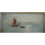 E Gardale - Boats on the calm at sunset, oil, signed and dated 1905 lower left,