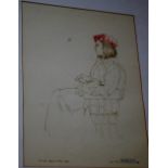 Contemporary school - Sophie sitting drawing, with studio stamp dated 1982,