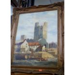 Circa 1900 school - Harbour scene, oil on canvas, indistinctly signed lower right,