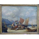 19th century English school - Bringing home the catch, oil on canvas (with patch repairs verso),