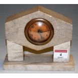 A 1930s marble mantel clock having 8-day winding movement