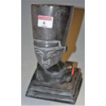 A contemporary carved and polished black slate bust of **Nefertiti**