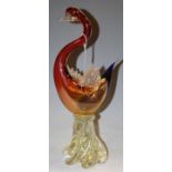 A Murano tinted glass heavy ornament in the form of a swan