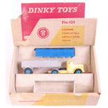 Dinky Toys 424, Commer Convertible articulated truck, primrose yellow cab with silver back,