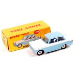 Dinky Toys, 189, Triumph Herald, blue and white body with spun hubs,