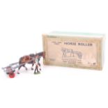 Britains 9F Farm Series horse drawn roller, comprising of horse and light blue roller,