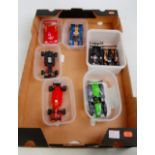 7 various loose Scalextric and Hornby Hobbies slot racing cars to include a Lola MG,