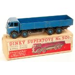 Dinky Toys, 501 Foden diesel 8-wheel wagon, 1st type, dark blue cab and back, black chassis,