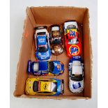 6 various loose Hornby and Scalextric slot racing cars to include Porsche 911 GT3R Red Bull,