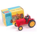 Corgi Toys, 66 Massey Ferguson 165 tractor, repainted red with yellow hubs,
